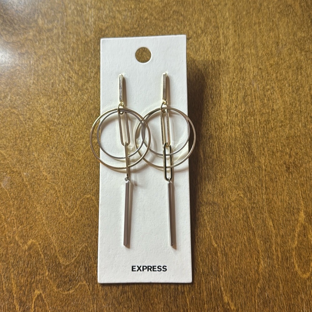 New Express earrings never worn gold and silver